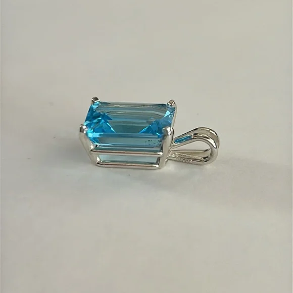 Blue Topaz Sterling Pendant - Picture 3 of 10